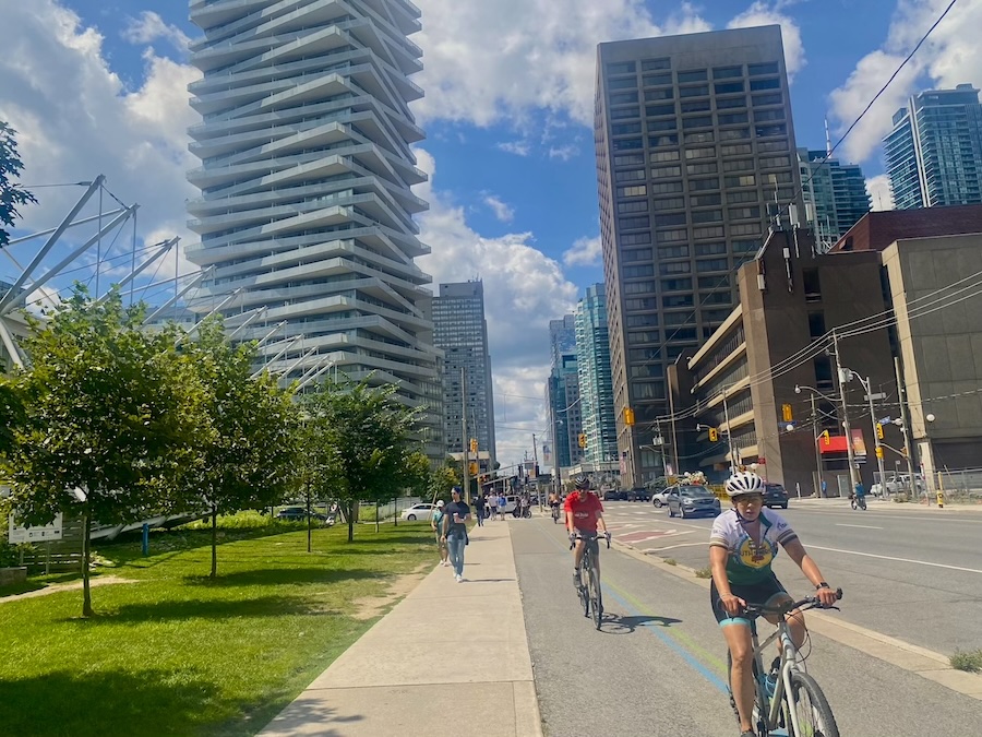 Cycling along the Downtown Toronto Waterfront in Summer